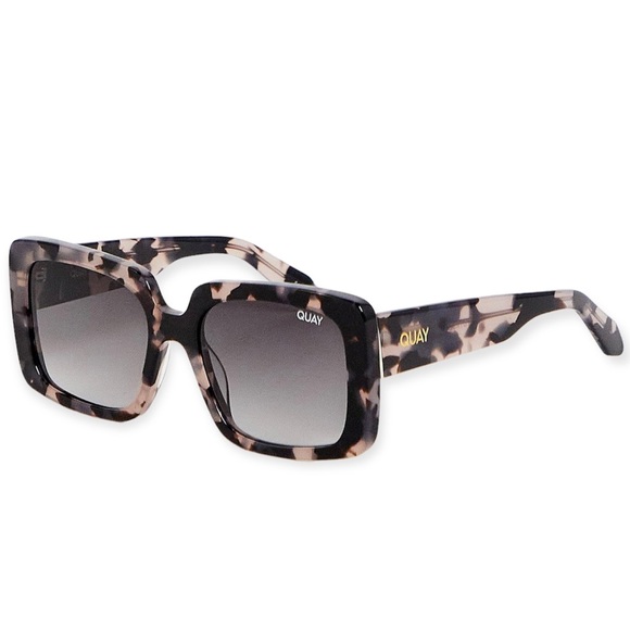 QUAY Total Vibe Sunglasses Milky Tortoise Frame Smoke Gradient Lens Square NWT main image 9